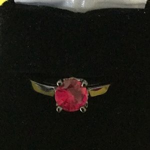 Gunmetal pink gemstone ring 81/2 size